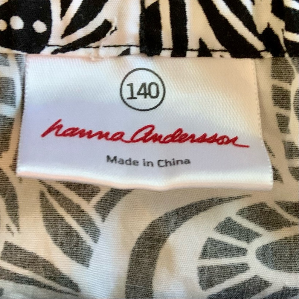 Hanna Andersson Black White Floral Pillow Case 100% Cotton Dress 140 US 10 - Picture 4 of 6